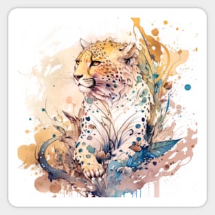 Cheetah Portrait Animal Painting Wildlife Outdoors Adventure Sticker